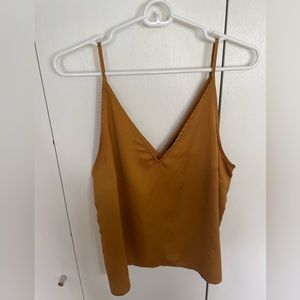 V Neck Gold Satin Cami